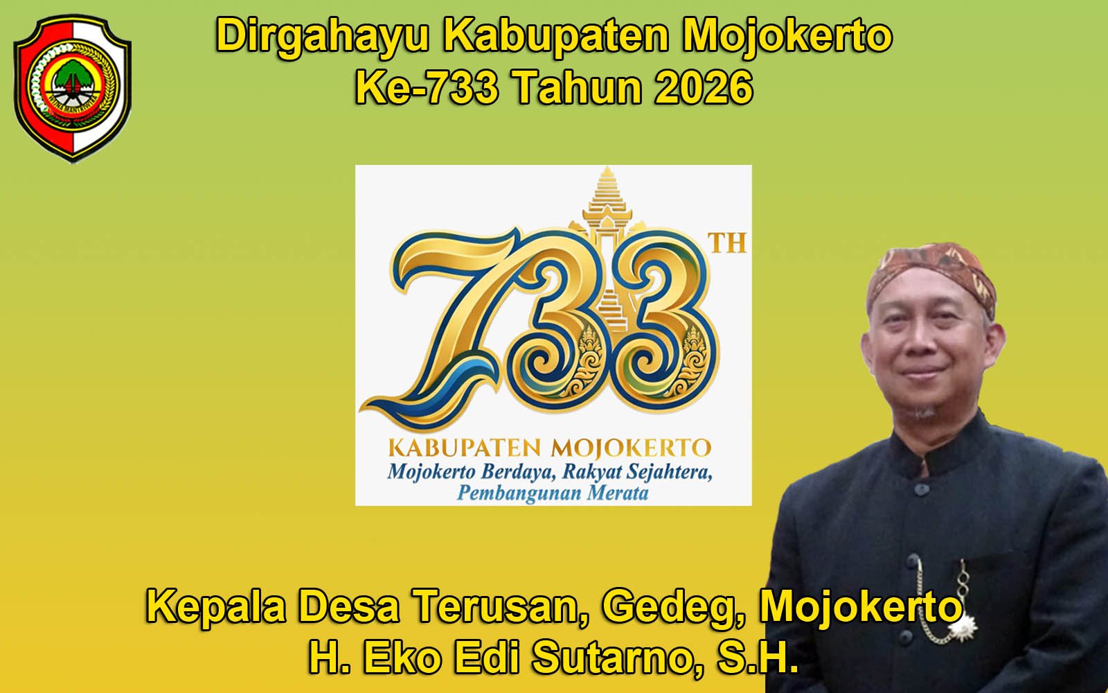 Kepala Desa Terusan, Gedeg, Mojokerto Mengucapkan Dirgahayu Kabupaten Mojokerto ke-733 Tahun 2026