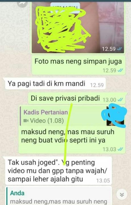 Oknum Kadis Di Pesisir Barat Lampung Diduga Chat Mesra Dengan Seorang Wanita