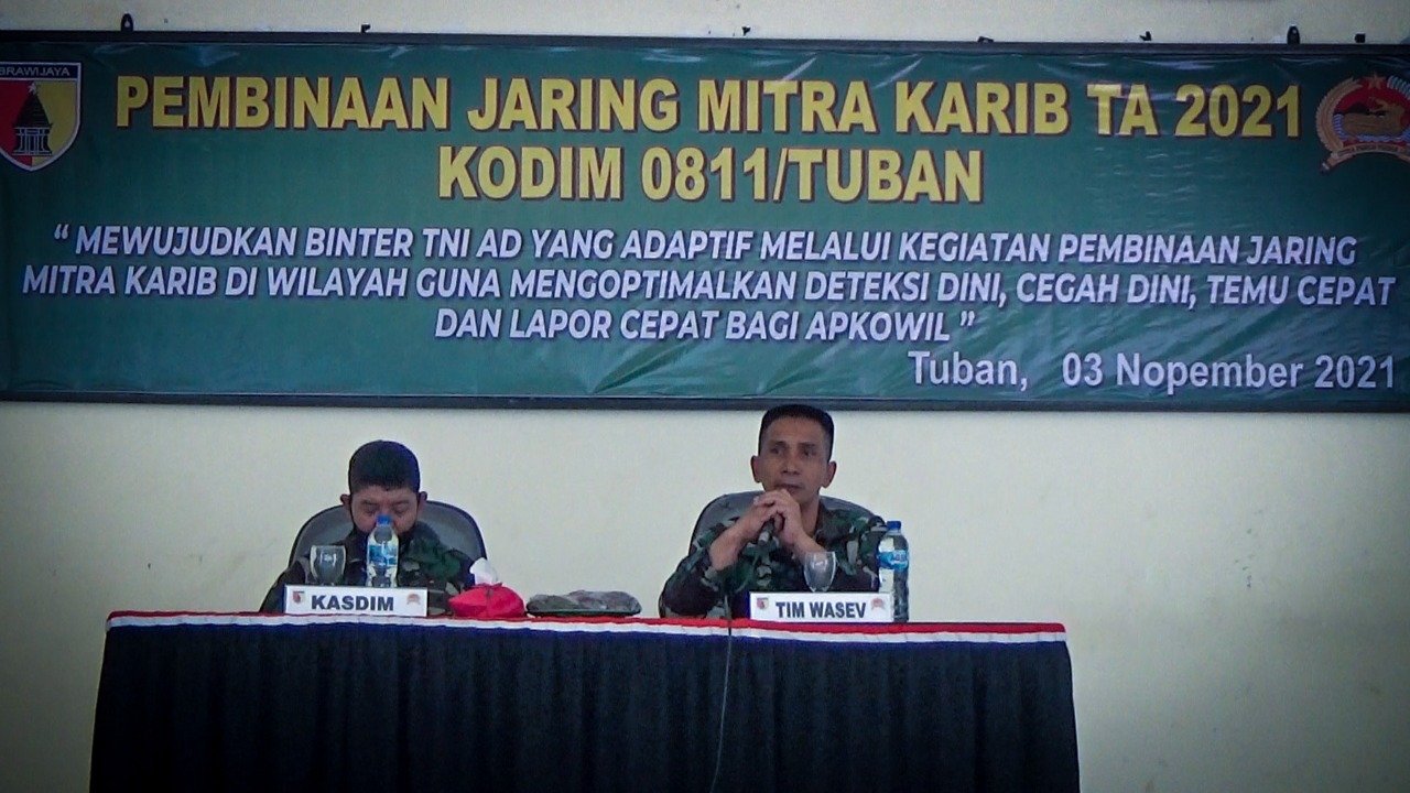 Kasiter Korem 082/CPYJ Melaksanakan Kegiatan Wasgiat Ke Kodim 0811/Tuban
