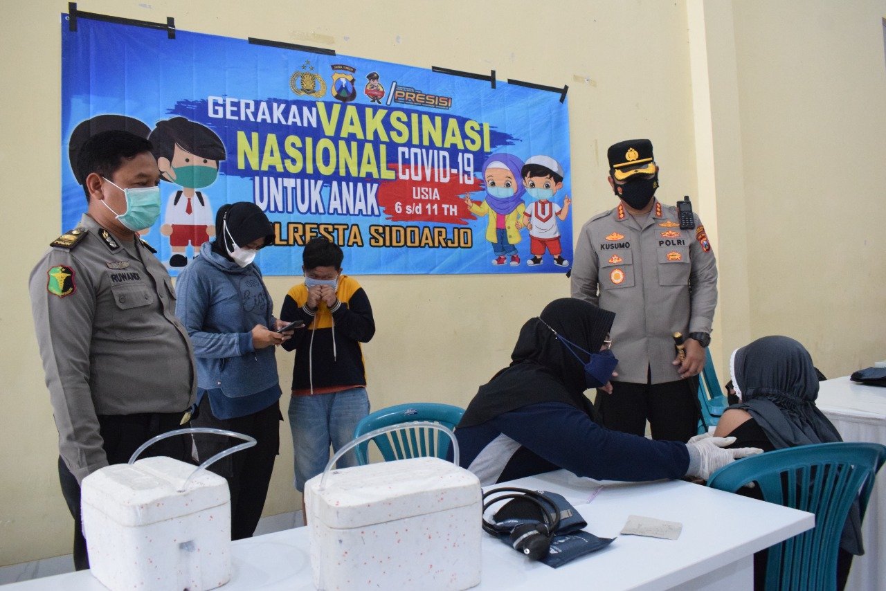 Kapolresta Sidoarjo: Anak 6 sampai 11 Tahun Dapat Terlayani Vaksinasi di Polresta Sidoarjo