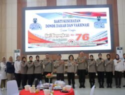 Sambut HUT Bhayangkara ke-76, Polda Lampung Gelar Donor Darah Dan Vaksinasi Covid-19