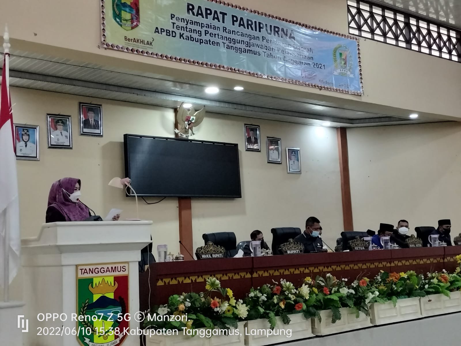 Rapat Paripurna, Bupati Tanggamus Sampaikan Rancangan Perda tentang Pertanggungjawaban Pelaksanaan APBD 2021