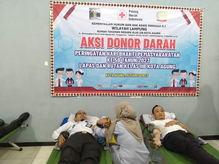 Lapas Kotaagung Ikut Berpartisipasi Pada Kegiatan Donor Darah Dalam Rangka Hari Bakti Pemasyarakatan ke-59