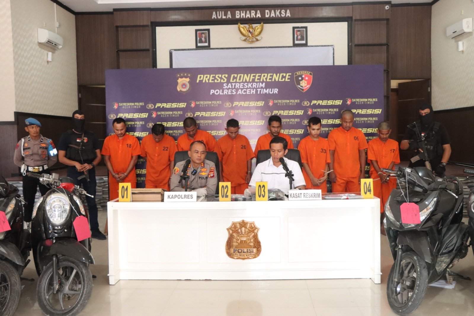20 Hari Operasi Sikat, Polres Aceh Timur Amankan 11 Tersangka Kejahatan
