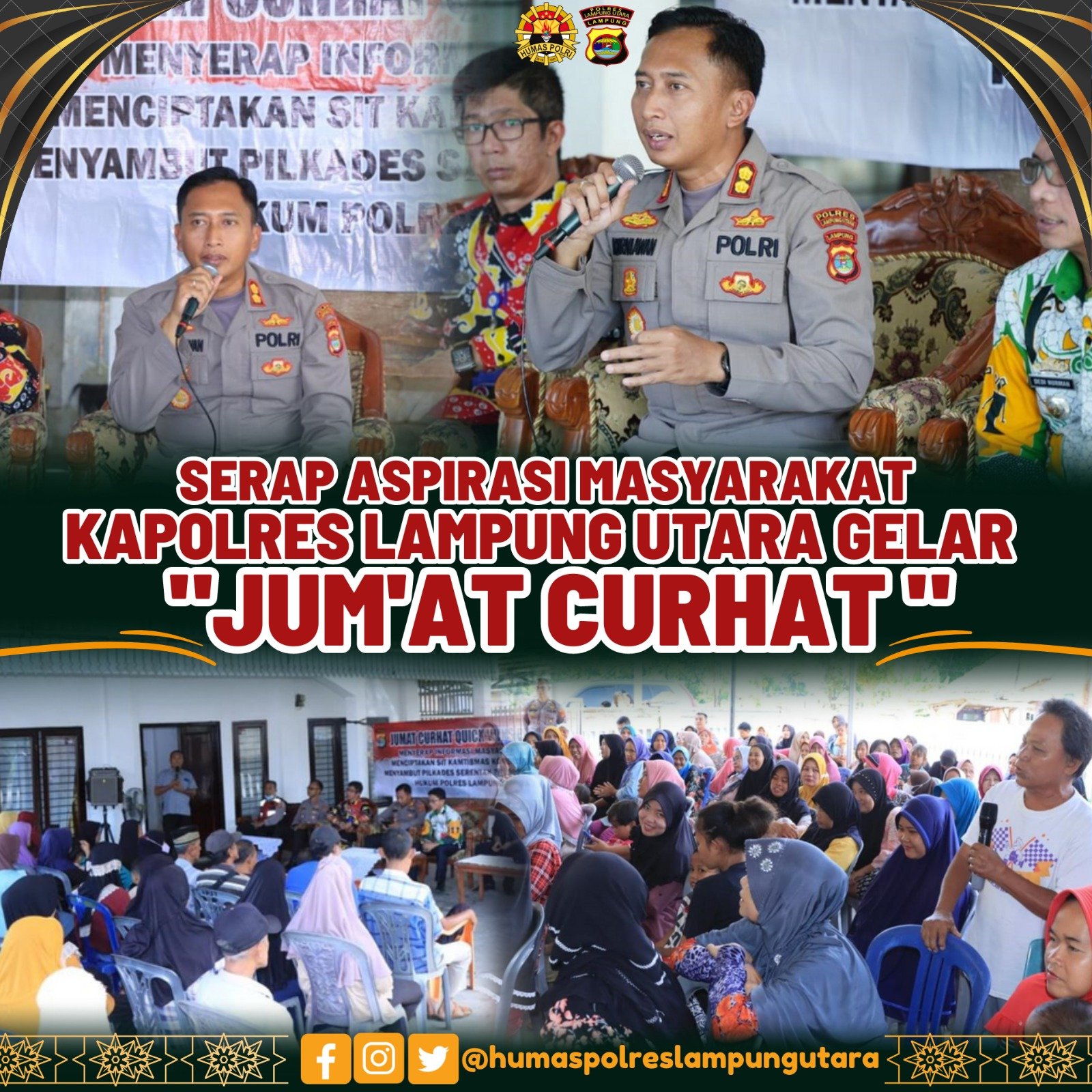 Warga Tanah Miring Respon Positif Kegiatan Serap Aspirasi Yang Digelar Polres Lampung Utara