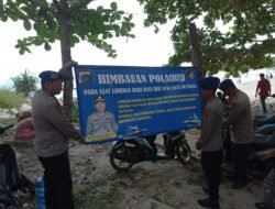 Sat Polairud Polres Bangka Selatan Memberikan Himbauan Kepada Para Pengunjung Wisata Pantai Tanjung Krasak