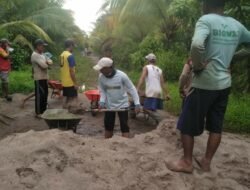 Pemdes Muara Telang  Manfaatkan Dana Desa 2023, Bangun Jalan Rabat Beton