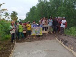Pemdes Upang Makmur Kecamatan Makarti jaya manfaatkan Dana Desa 2023, Bangun Jalan Corbeton