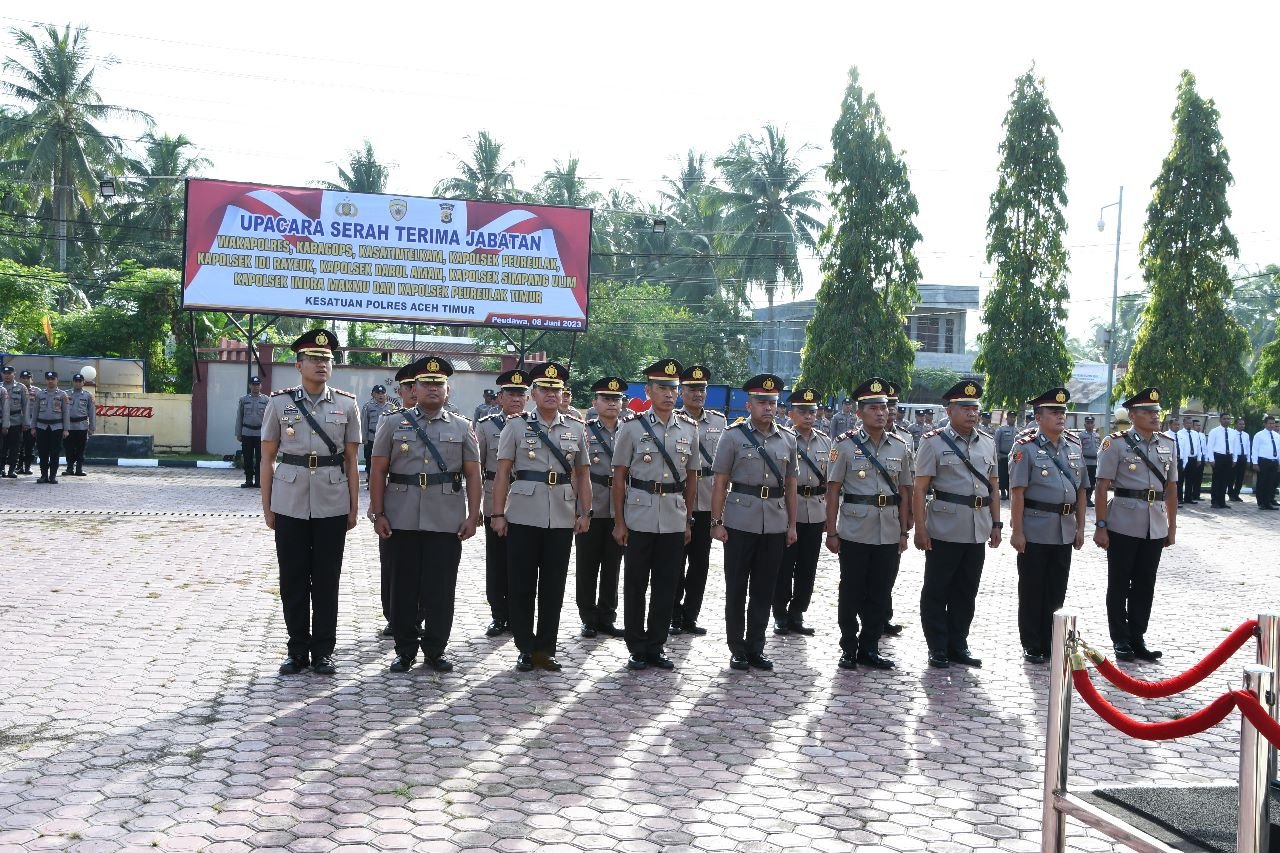 Polres Aceh Timur Gelar Sertijab Wakapolres, Kabag Ops, Kasat Intel, Hingga Kapolsek