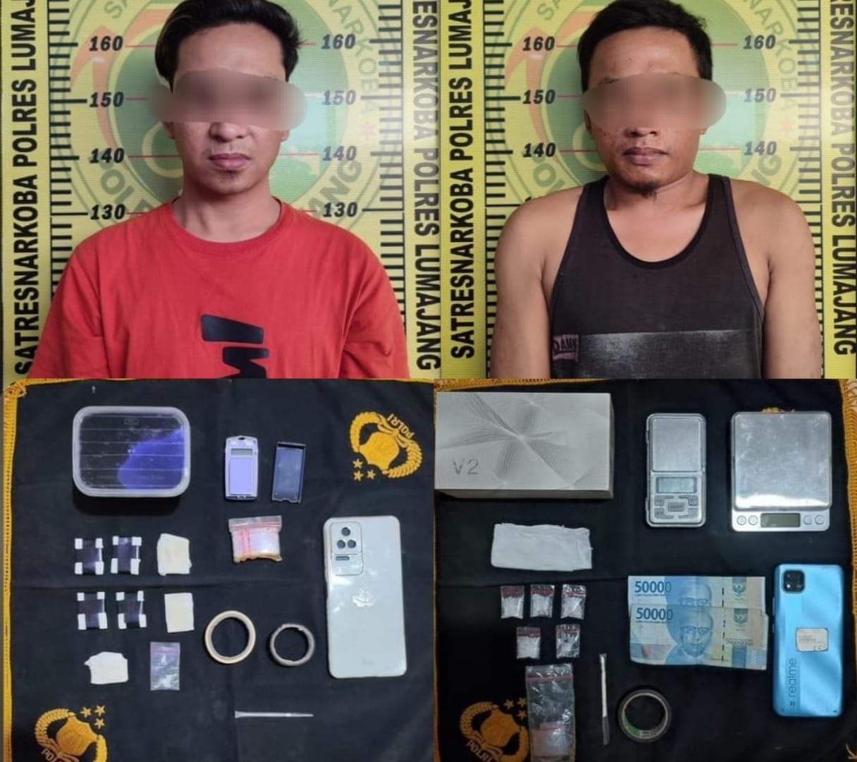 Polres Lumajang Amankan Dua Tersangka Pengedar Sabu