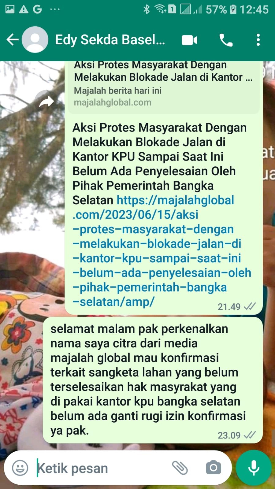 Putra Selaku Pemilik Lahan Sengketa Mengaku Kecewa Dengan Pemerintah Bangka Selatan Atas Janji- Janji Palsu Yang Didapatkan