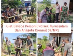 Giat Bakti Sosial Personil Polsek Nurussalam dan Anggota Koramil 09/NRS Dalam Rangka Menyambut HUT Bhayangkara Ke – 77