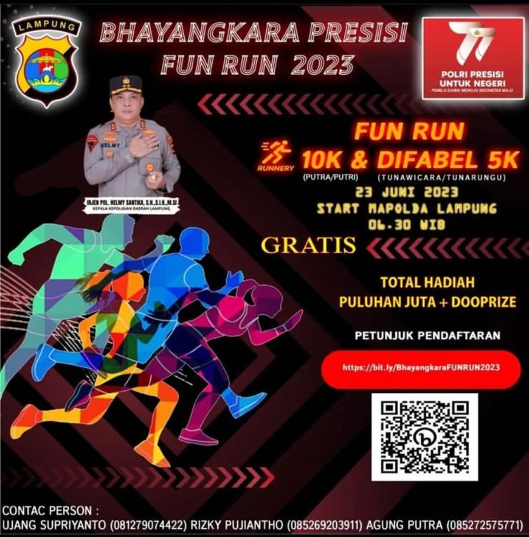 Polda Lampung Adakan Bhayangkara Run Presisi 2023, Dalam Menyambut Hari Bhayangkara Ke- 77