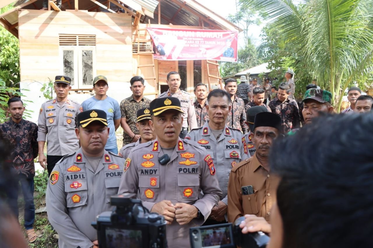 Polres Aceh Timur Bangun Rumah Warga Banda Alam di Hari Bhayangkara ke 77