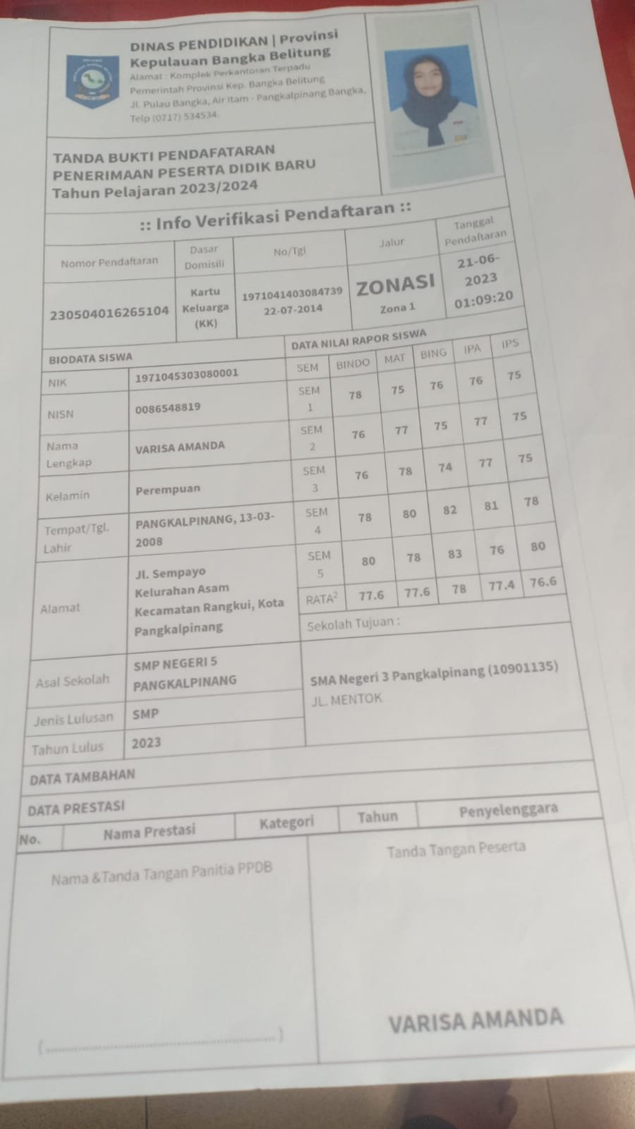 Sekolah SMA negeri 3 Kota Pangkal Pinang Diduga Tidak Transparan Dalam Penerimaan Siswa Baru Tahun Ajaran 2023