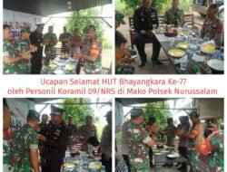 Di Mako Polsek Nurussalam Danramil beserta Anggota 09/NRS mengucapkan Selamat Hari Bhayangkara Ke-77