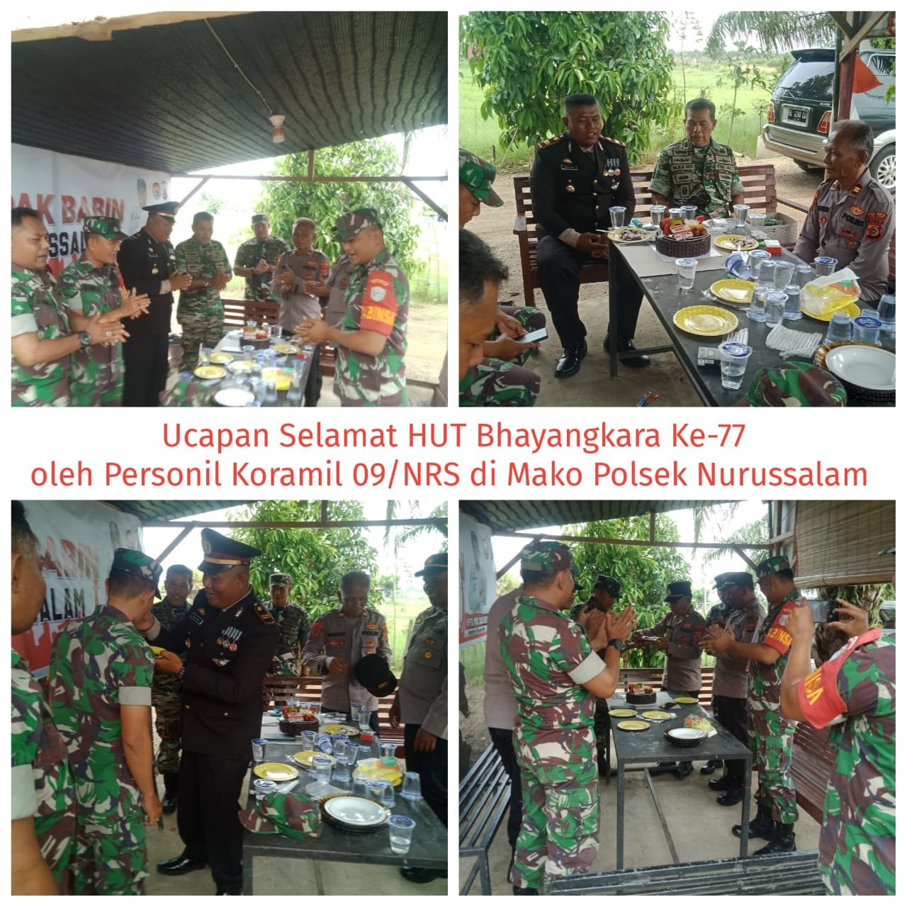 Di Mako Polsek Nurussalam Danramil beserta Anggota 09/NRS mengucapkan Selamat Hari Bhayangkara Ke-77