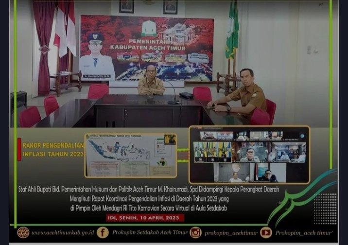 Pemkab Aceh timur Ikut Rapat koordinasi Pengendalian inflasi secara virtual