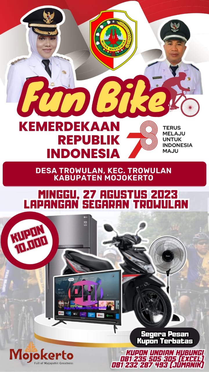 Ayo Ikuti Funbike Kemerdekaan RI Ke-78 di Lapangan Segaran Trowulan Mojokerto