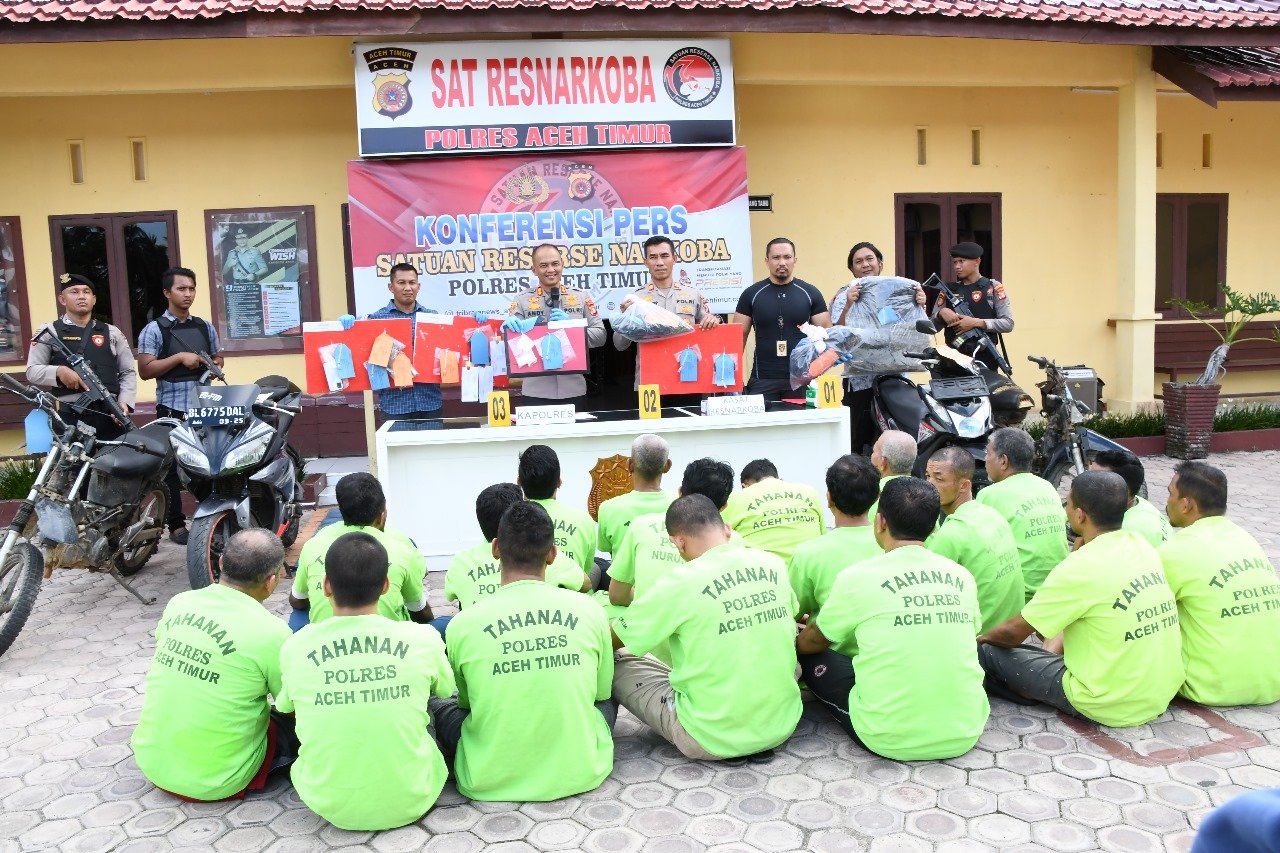 Sebulan, Polres Aceh Timur Amankan 19 Pelaku Tindak Pidana Narkotika