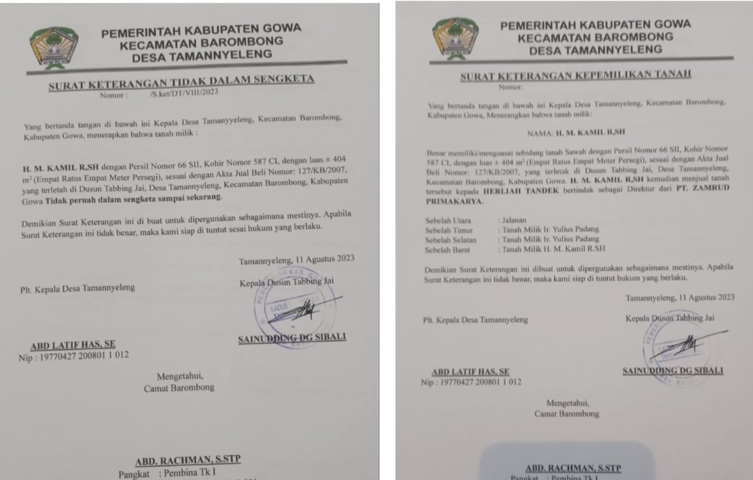Diduga Pemerasan, Camat Barombong Bebani Warga Puluhan Juta Untuk Tandatangan Suket (SKKT)