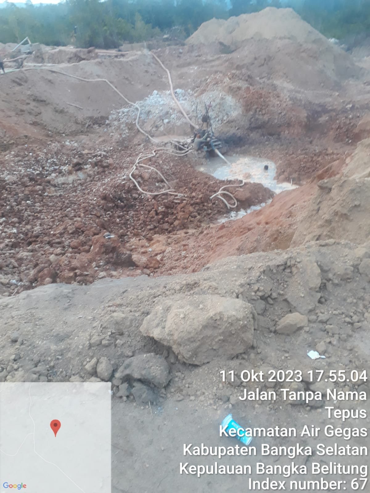 Aktivitas Tambang Timah Yang Nampak di Pinggir Jalan Desa Tepus Tanpa Tersentuh APH