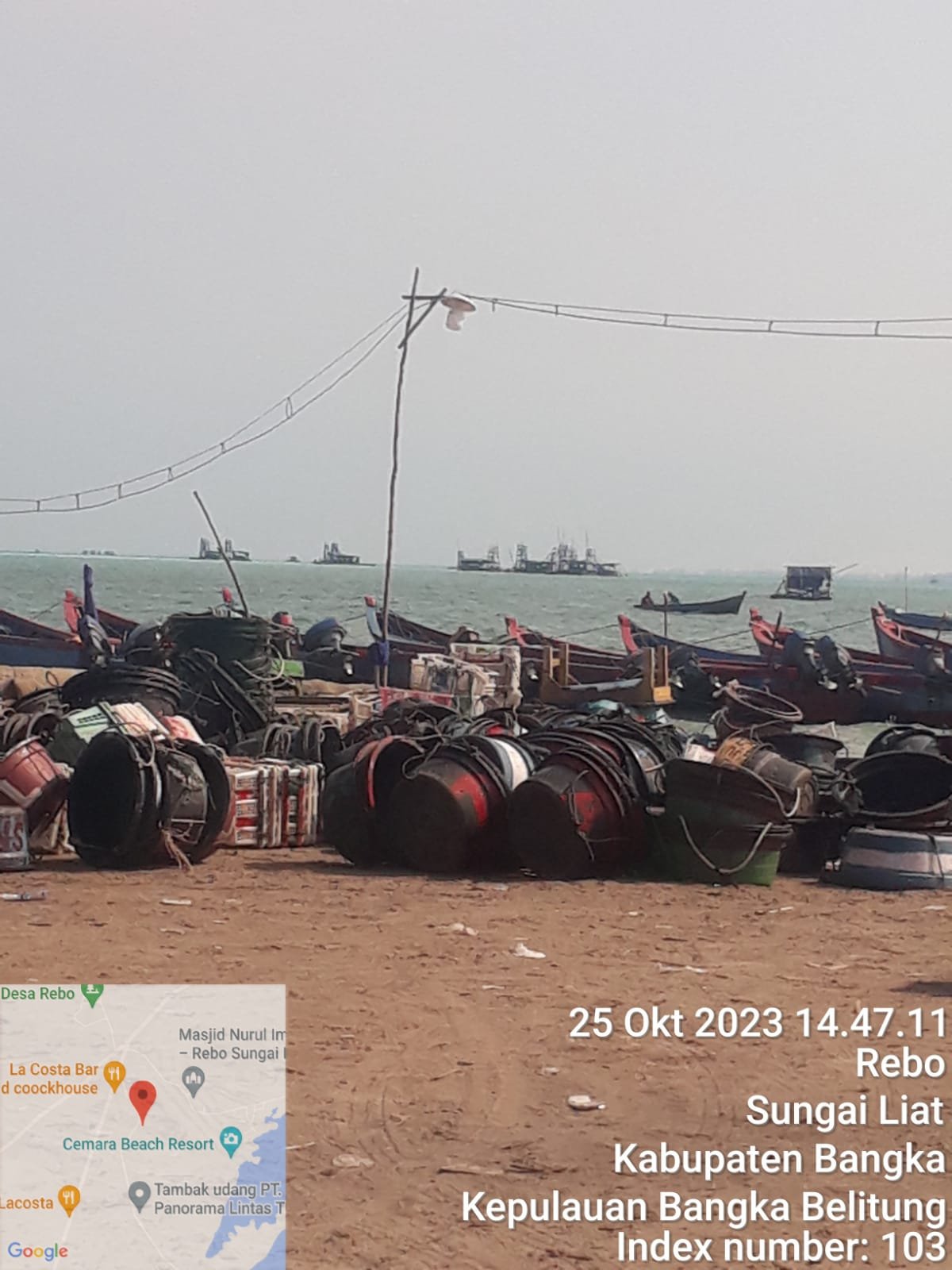 Meski Sudah Ada Larangan Untuk Menambang Aktivitas Tambang Timah di Perairan Pantai Rebo Masih Tetap Beroperasi