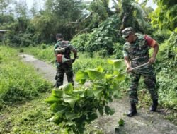 Koramil 1509 – 01 Bacan Labuha Melaksanakan Jumat Bersih di Desa Panambuang Kecamatan Bacan Selatan