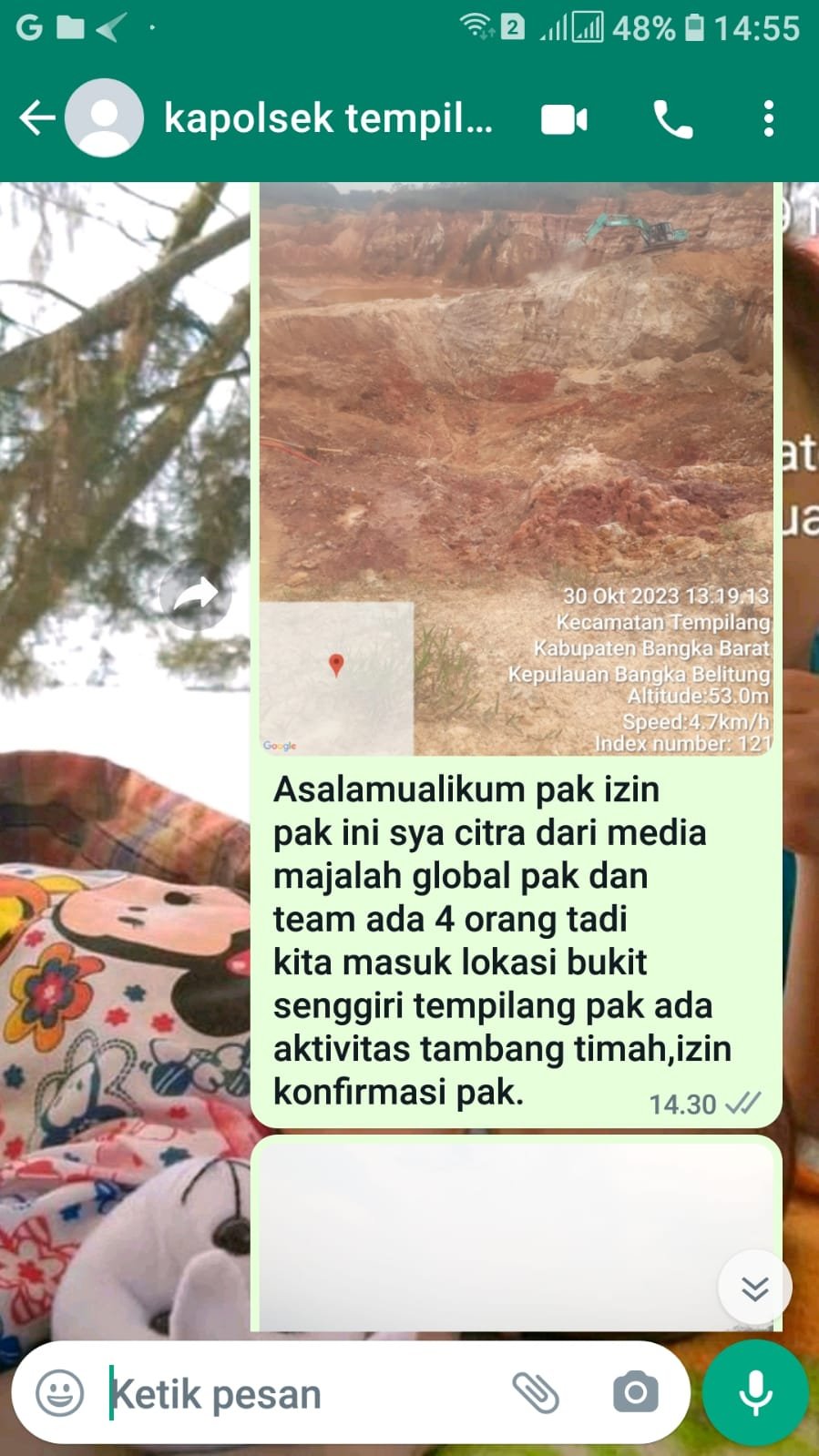Aktivitas Tambang Timah Diduga Illegal di Bukit Sengiri Tempilang Diduga Pengurus Bernama(BK)