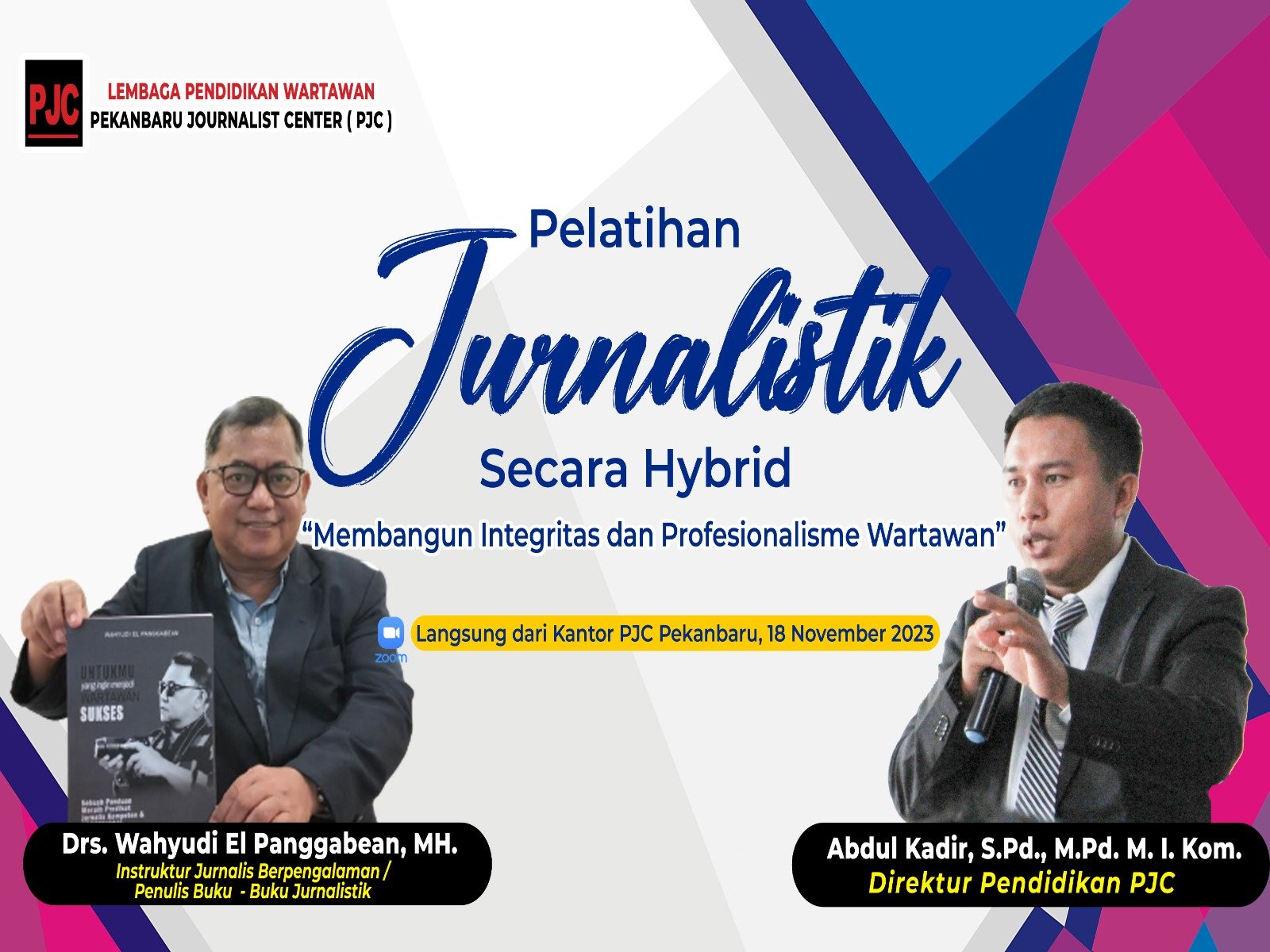Acara Pelatihan Jurnalistik. Direktur PJC Abdul Kadir S,Pd M, Pd. MI Com Menyampaikan Pendidikan Saat Ini Memperhatinkan