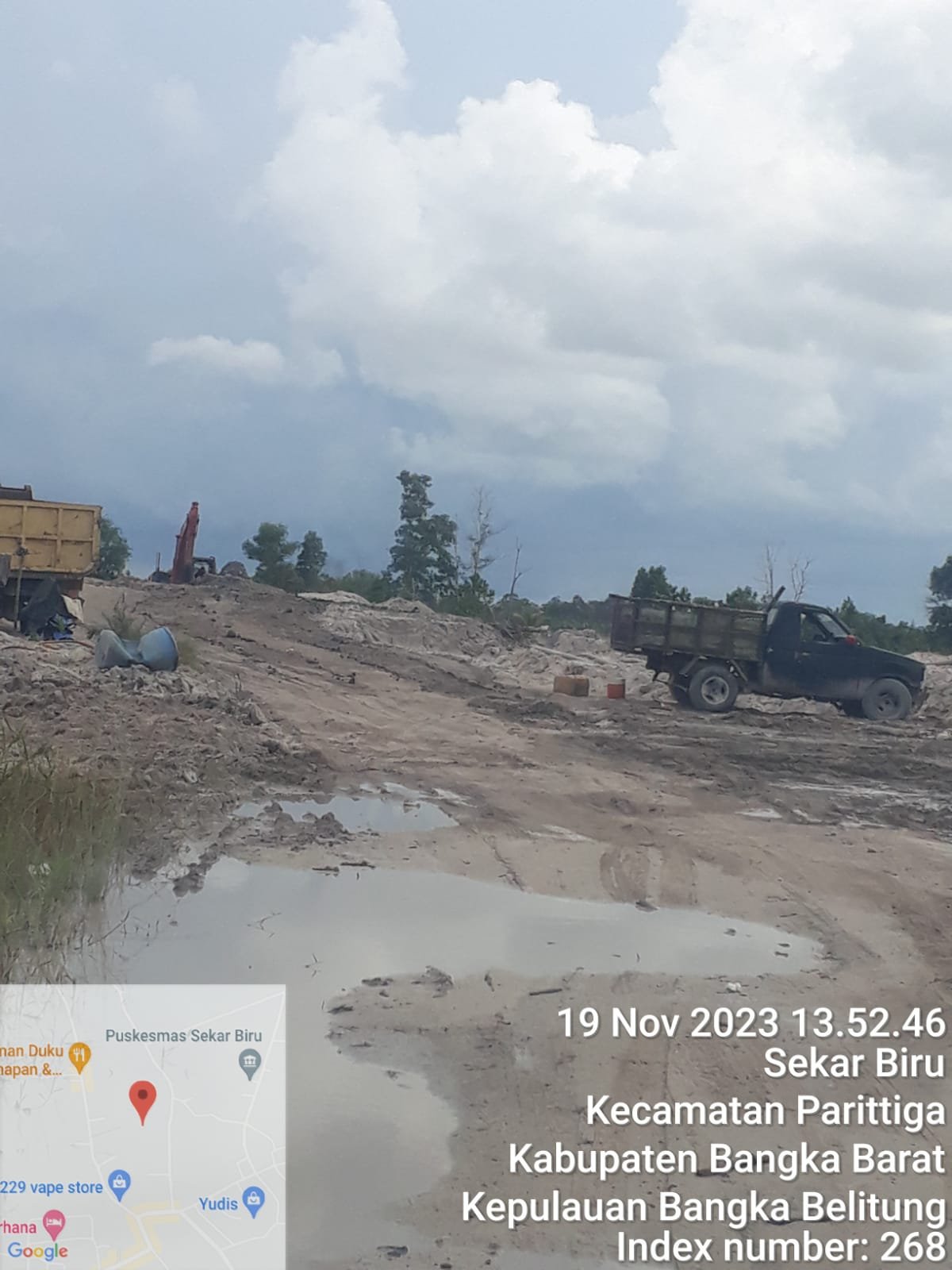 Diduga Caleg Melakukan Aktivitas tambang Timah Diduga Illegal di Perumnas Desa Sekar Biru Tanpa Ada Tindakan Tegas