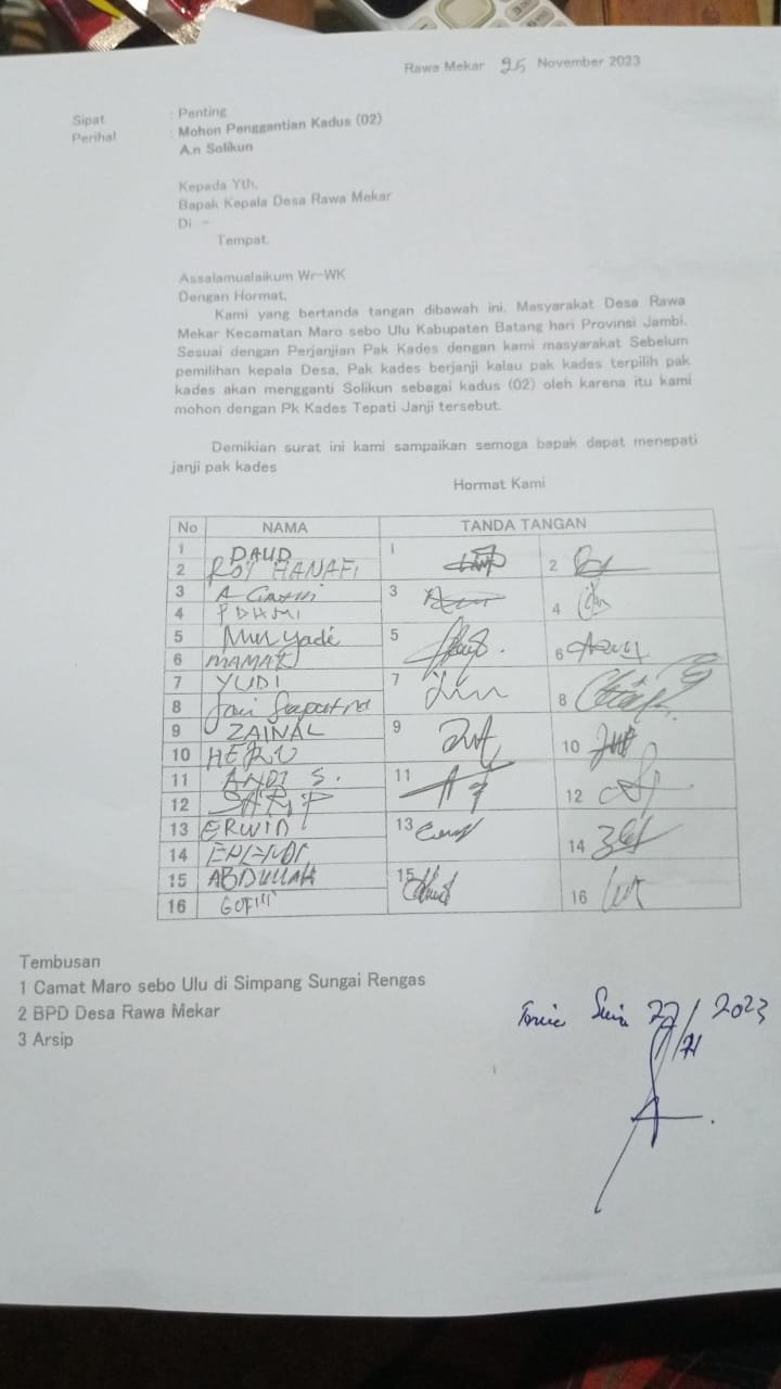 Janji Politik KadesTak Ditepati, Masyarakat Desa Rawa Mekar Kecewa