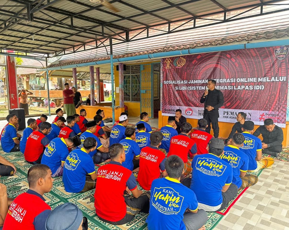 Sosialiasi Program Inovasi Integrasi Online Si LiDi Kepada Narapidana dan Penjamin Narapidana di Lapas Kelas IIB Idi