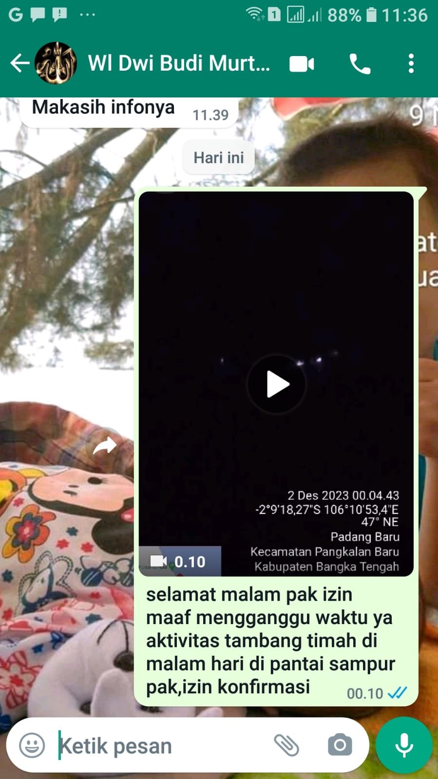 Terpantau Aktivitas Tambang Timah Iilegal Dimalam Hari di Pantai Sampur