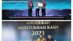 Pj Bupati Aceh Timur Terima Penghargaan Anugerah Meritokrasi 2023