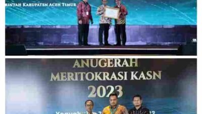 Pj Bupati Aceh Timur Terima Penghargaan Anugerah Meritokrasi 2023