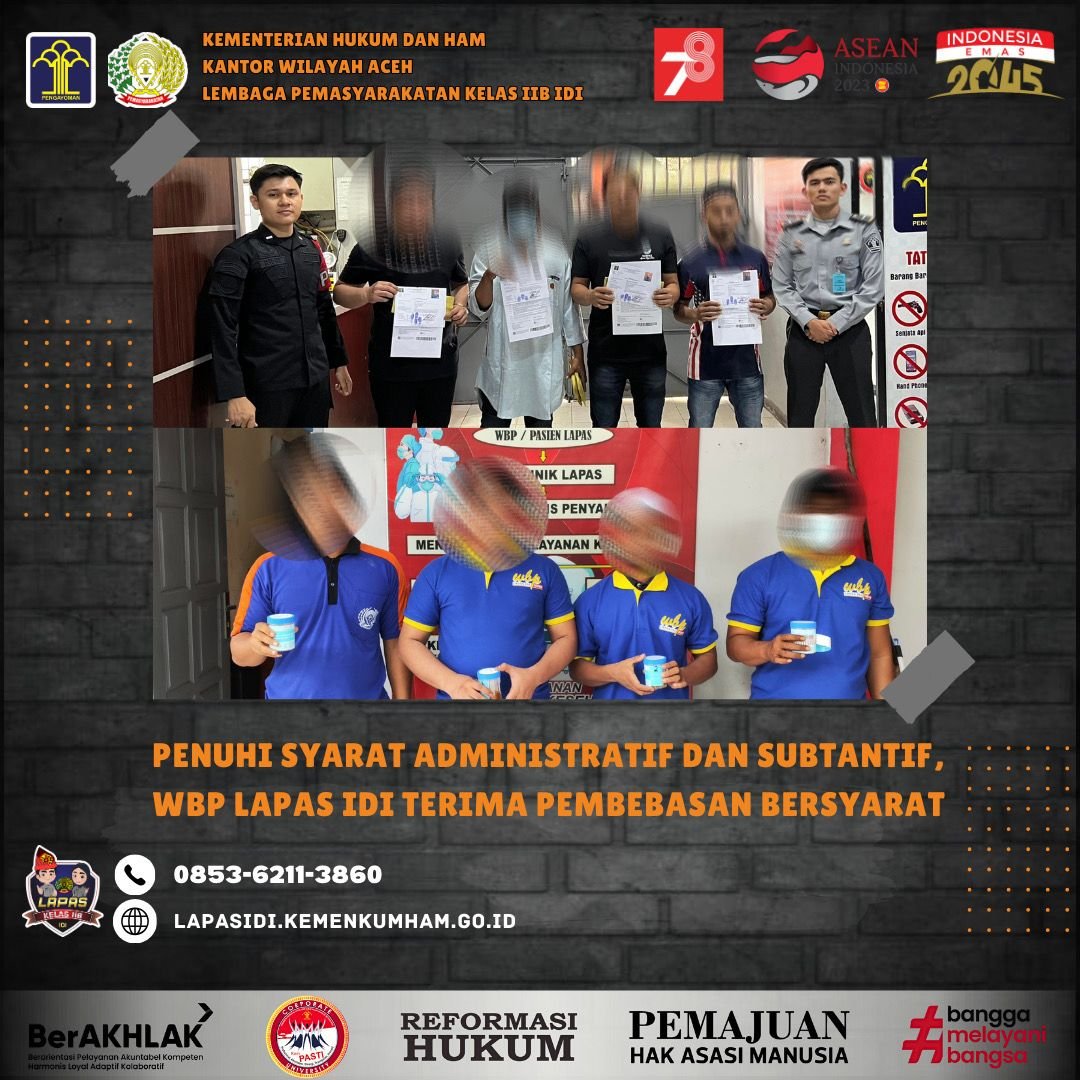 Penuhi Syarat Administratif dan Subtantif, 4 WBP Lapas Idi Terima Pembebasan Bersyarat