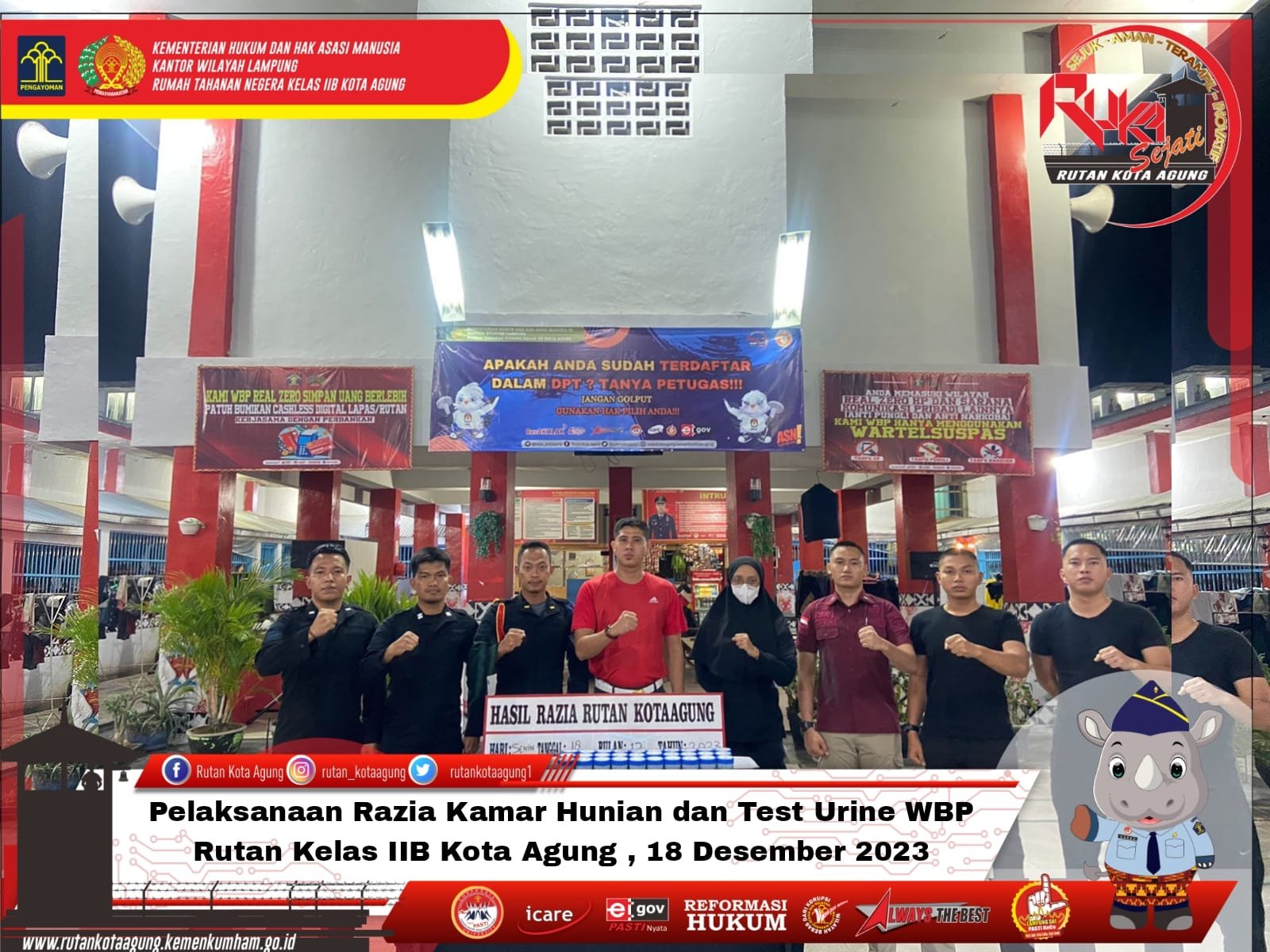 Karutan Bersama Karupam Kota Agung Troling, Razia Kamar Hunian dan Tes Urine