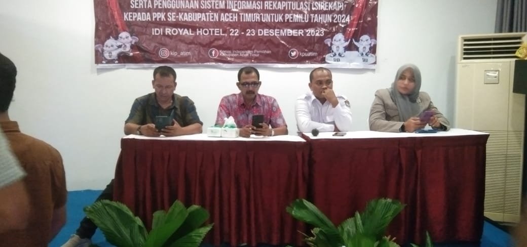 KIP Aceh Timur Gelar Bimtek Kepada PPK Se Kabupaten Aceh Timur Untuk Pemilu 2024