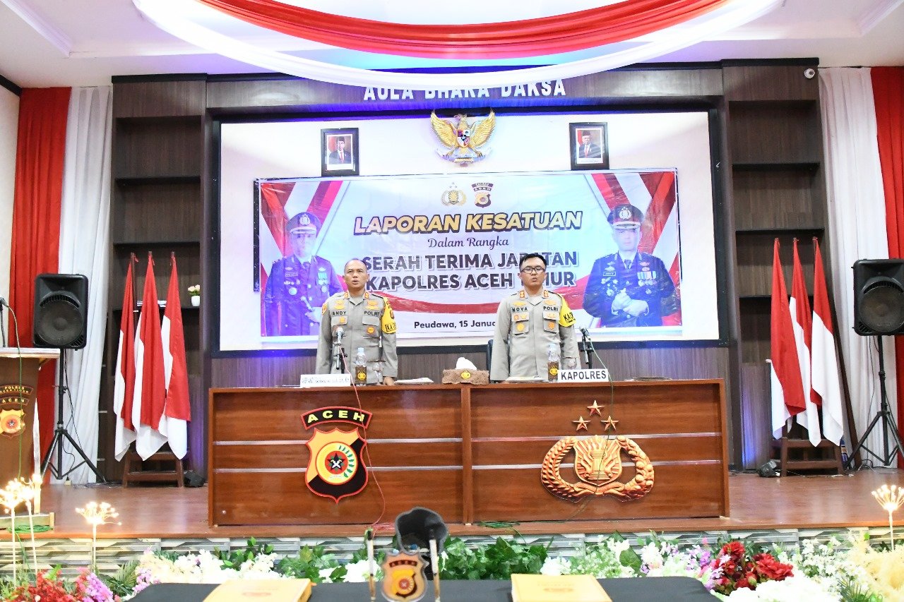 Serah Terima Jabatan Kapolres Aceh Timur Oleh AKBP Nova Suryandaru, S.I.K