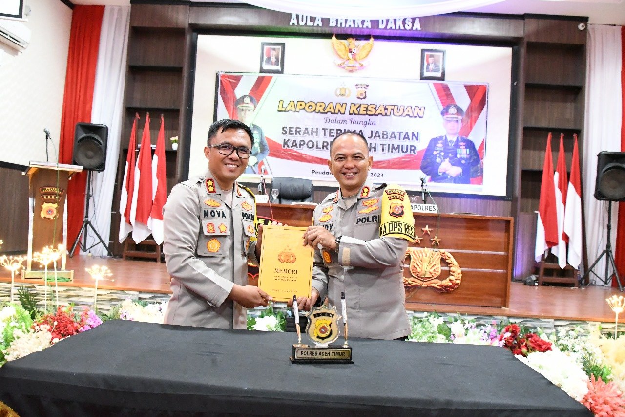 Serah Terima Jabatan Kapolres Aceh Timur Oleh AKBP Nova Suryandaru, S.I.K