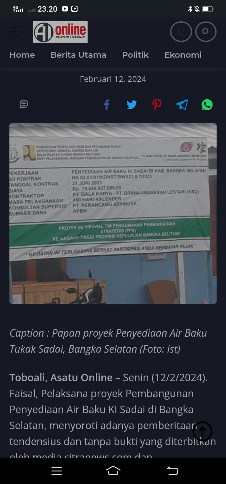Wow Dengan Hebohnya Pemberitaan Air Baku Tukak Sadai 2 Media Mengambil Foto Dari Hak Cipta Orang Lain