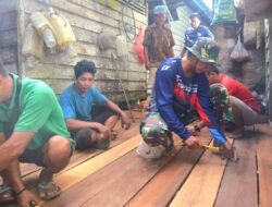 Satgas Bantu Rehab Bangunan Dapur Staf Adat Kampung Kelian