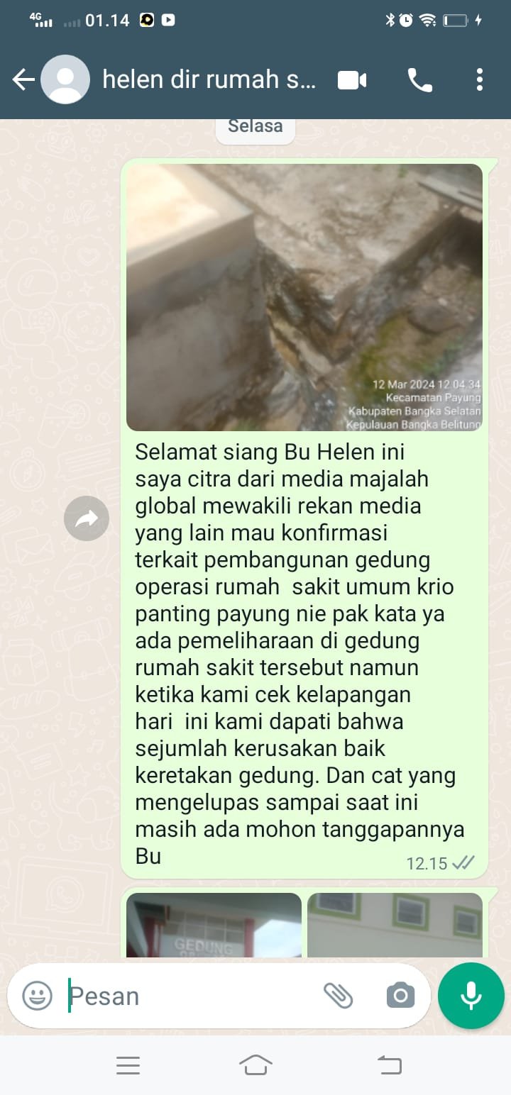 Kretakan di Gedung Rumah Sakit Umum Krio Panting Payung Sampai Saat Ini Belum Ada Perbaikan