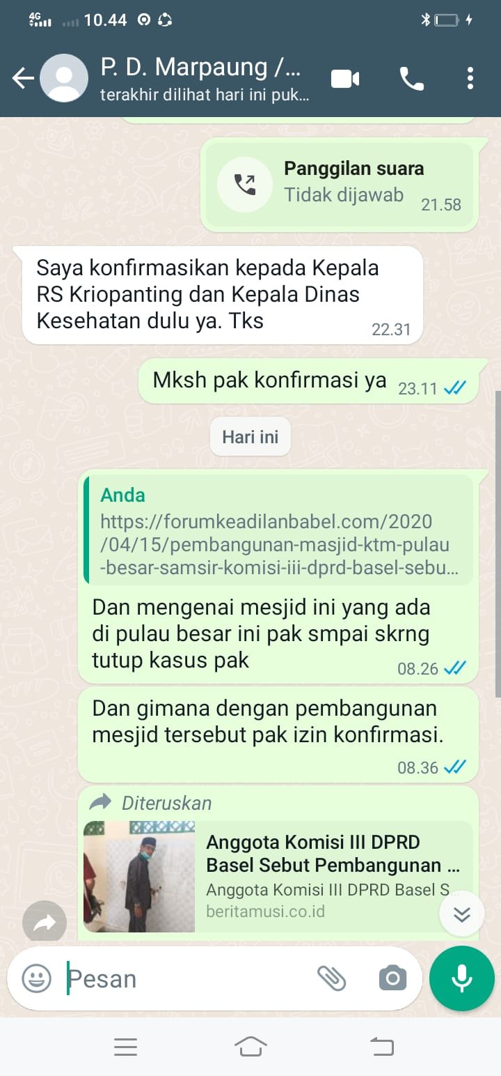 Pembangunan Masjid(KTM) Pulau Besar Marpaung Selaku Inspektorat Basel Bungkam