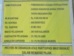 Pembangunan Gedung Perpustakaan Daerah Bangka Tengah Sudah Ada Kretakan