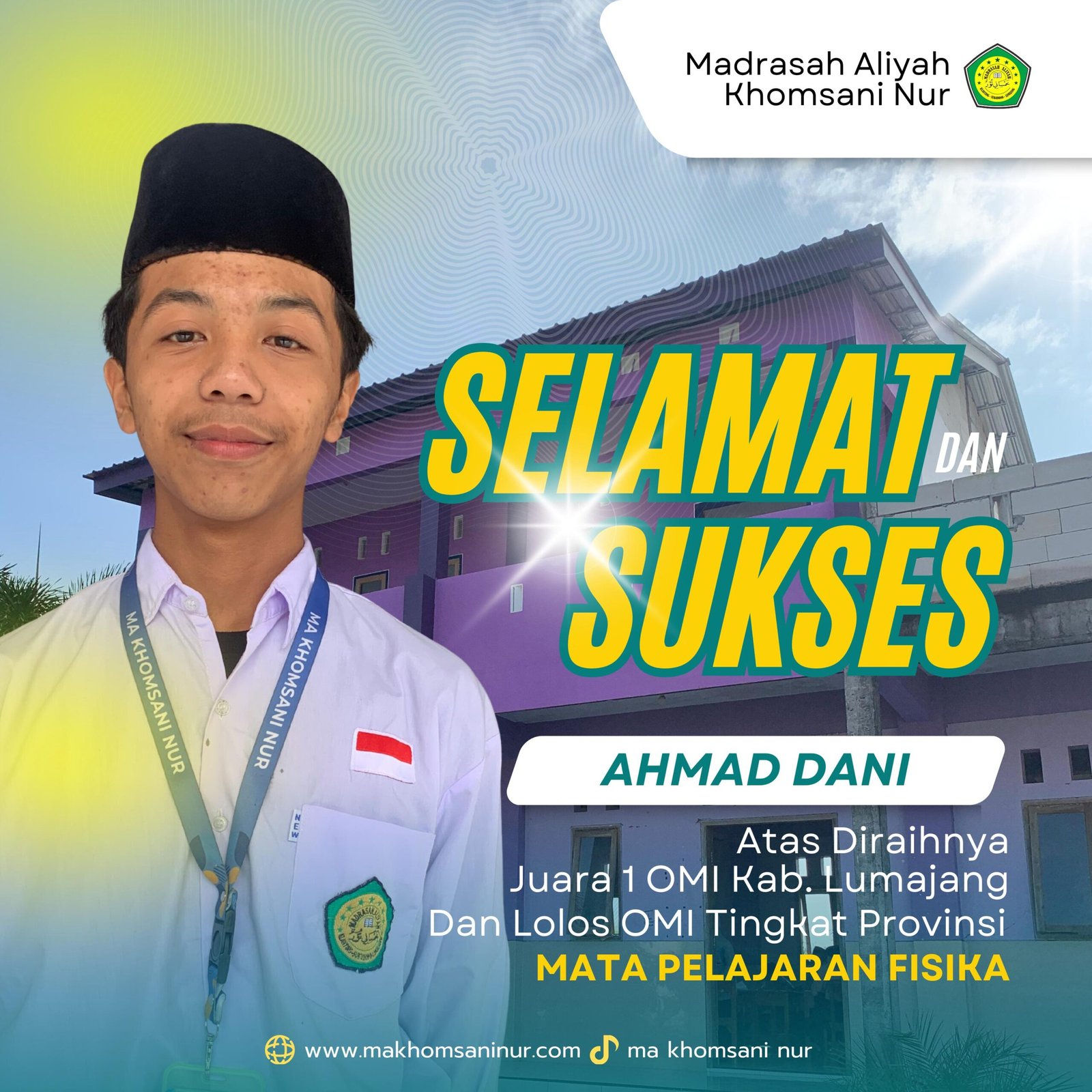 Kerja Keras Berbuah Manis, Siswa MA Khomsani Nur Juara 1 Fisika OMI Kabupaten Lumajang