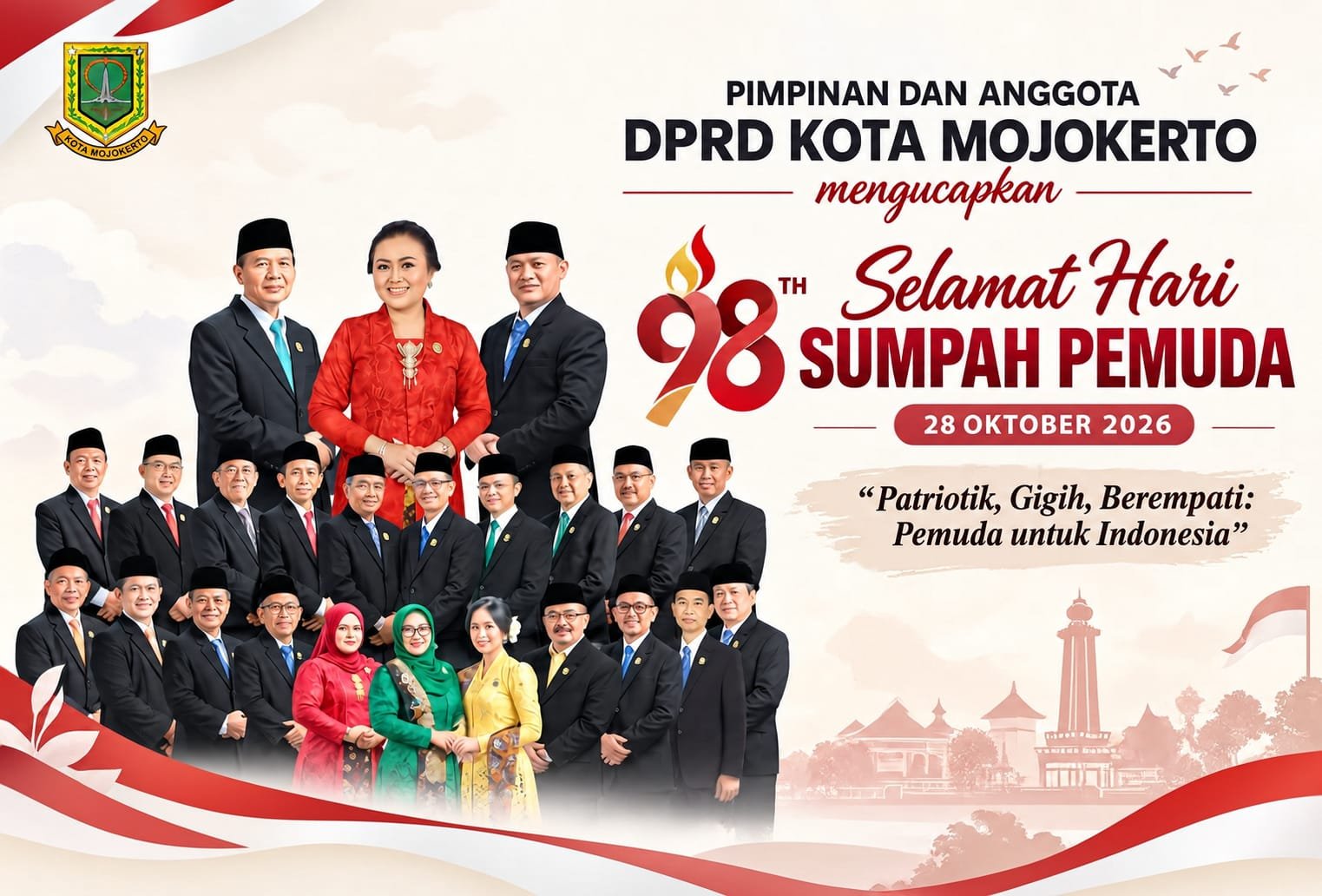 Pimpinan dan Anggota DPRD Kota Mojokerto Mengucapkan Selamat Hari Sumpah Pemuda ke-98 Tahun
