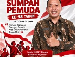Kepala SMKN 1 Dlanggu Kabupaten Mojokerto Mengucapkan Selamat Hari Sumpah Pemuda ke-98 Tahun 2026