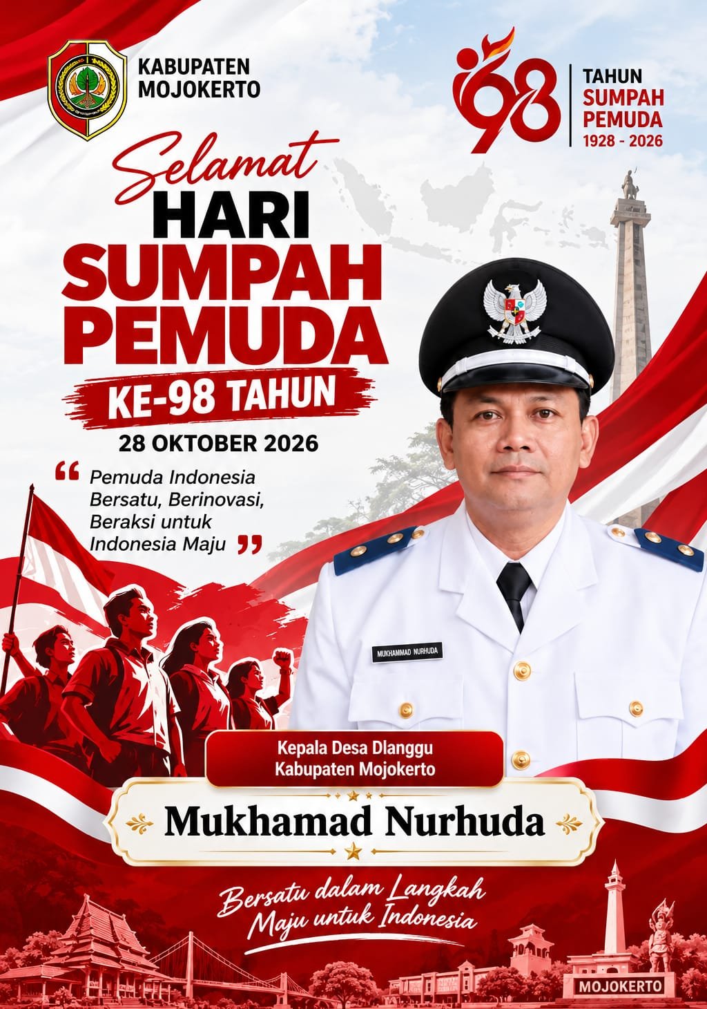 Kepala Desa Dlanggu Kabupaten Mojokerto Mengucapkan Selamat Hari Sumpah Pemuda ke-98 Tahun 2026